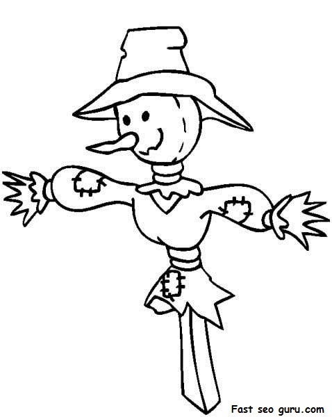 printable thanksgiving Scarecrow Coloring Page 
